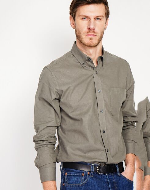 Alexandre kaki groen overhemd van 100% linnen