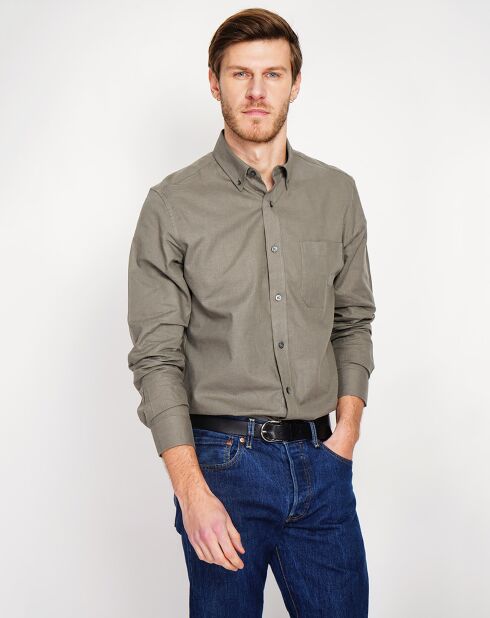 Alexandre kaki groen overhemd van 100% linnen