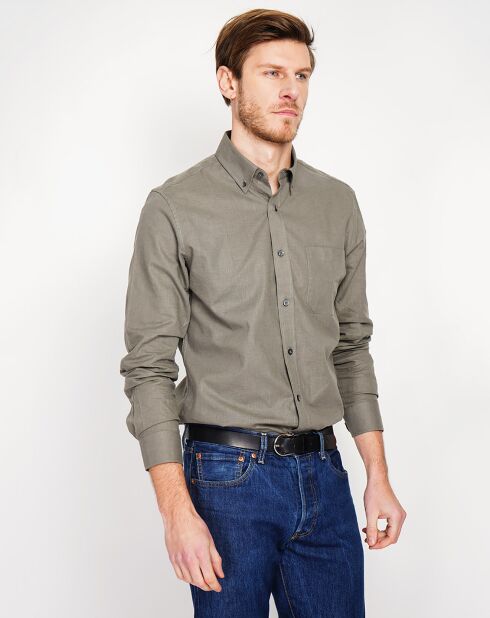 Alexandre kaki groen overhemd van 100% linnen
