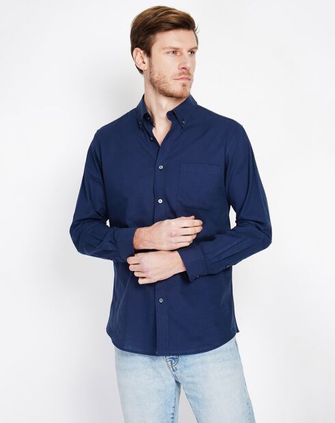 Alexandre marineblauw overhemd van 100% linnen