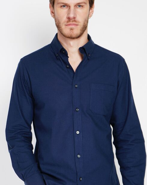 Alexandre marineblauw overhemd van 100% linnen