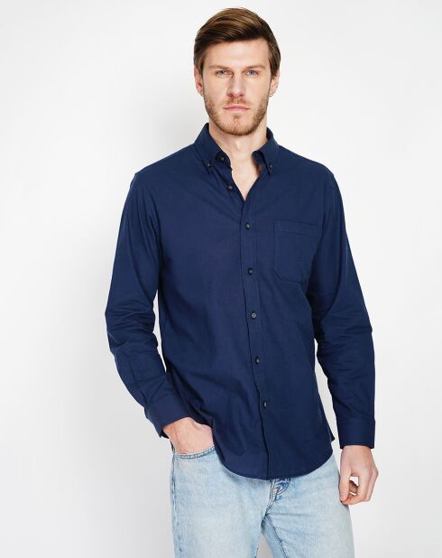 Alexandre marineblauw overhemd van 100% linnen