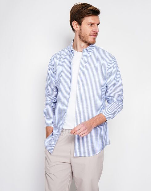 Joseph - Overhemd van linnenmix in marineblauw