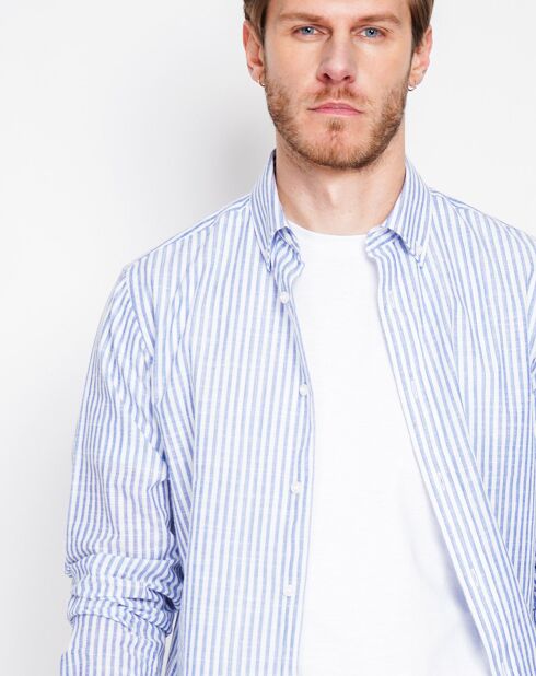 Joseph - Overhemd van linnenmix in marineblauw