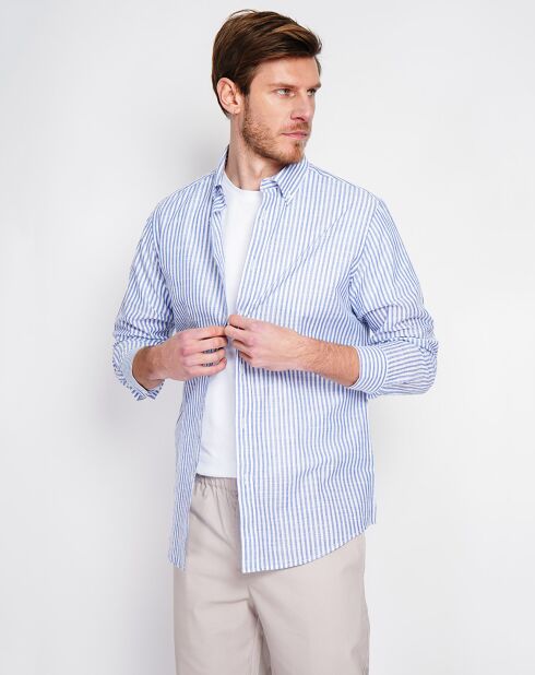 Chemise en Lin mélangé Joseph bleu marine