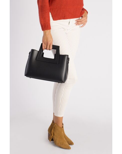 Anthea schwarze Lederhandtasche - 32x11x20 cm
