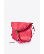 Sac bandoulière en cuir Agata fuchsia - 24x 4x 18 cm