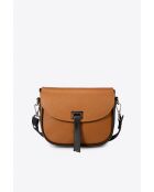 Bela Schultertasche aus Leder in Cognac/Schwarz - 20x7x16 cm