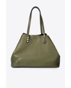 Borsa a mano Sonia in pelle di vitello martellata verde - 39 x 29 x 20 cm