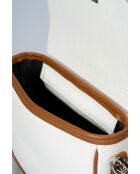 Bandolera de piel de becerro granulada Bela blanco/coñac, 20 x 16 x 7 cm