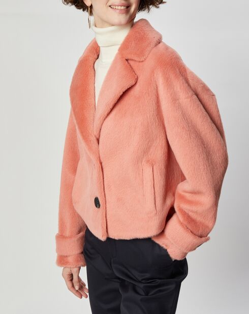 Veste en Fausse Fourrure Anouk saumon
