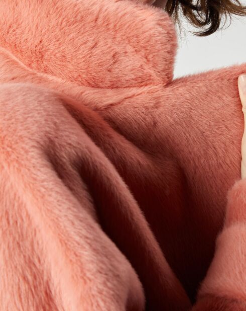 Veste en Fausse Fourrure Anouk saumon