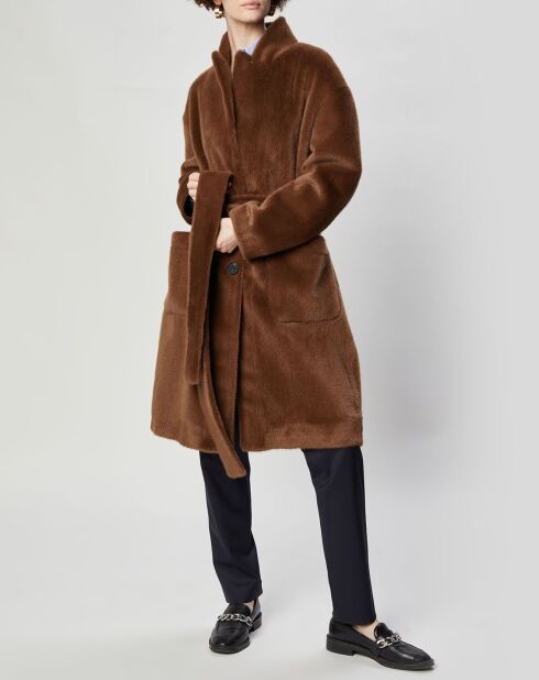 Manteau en Fausse Fourrure Lydia marron clair