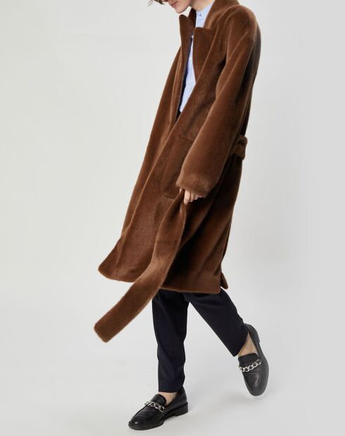 Manteau en Fausse Fourrure Lydia marron clair