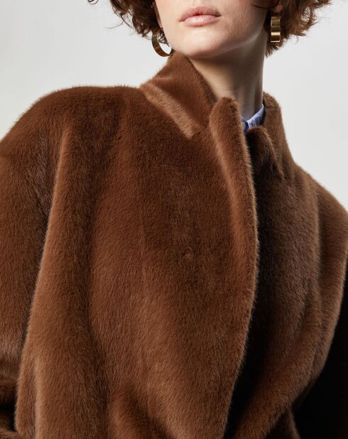 Manteau en Fausse Fourrure Lydia marron clair