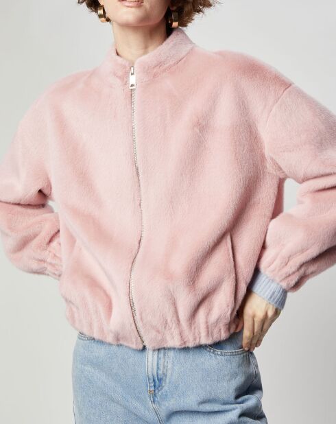 Blouson en Fausse Fourrure Comma rose