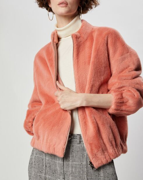 Blouson en Fausse Fourrure réversible Comma saumon