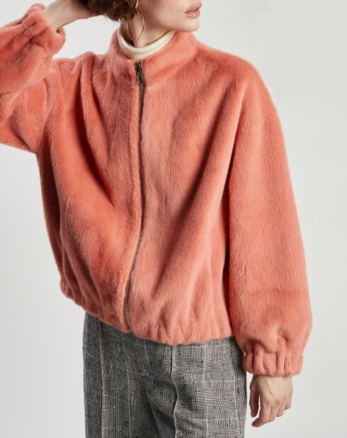 Blouson en Fausse Fourrure réversible Comma saumon