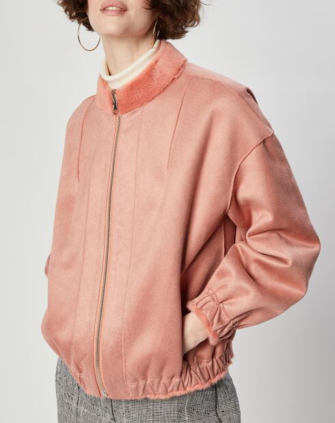 Blouson en Fausse Fourrure réversible Comma saumon