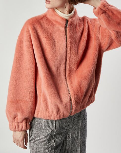 Blouson en Fausse Fourrure réversible Comma saumon