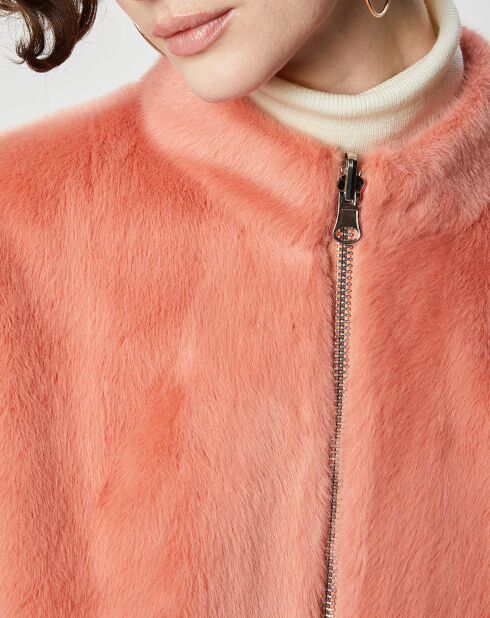 Blouson en Fausse Fourrure réversible Comma saumon