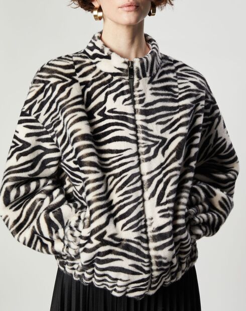 Blouson en Fausse Fourrure Comma zèbre blanc/noir