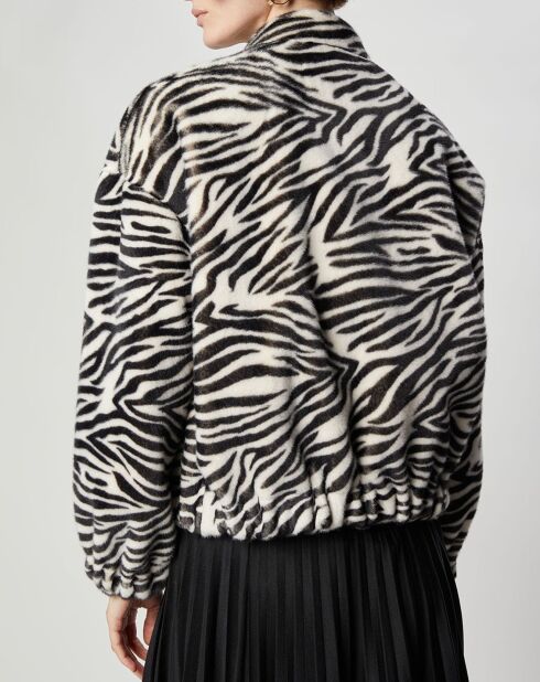 Blouson en Fausse Fourrure Comma zèbre blanc/noir