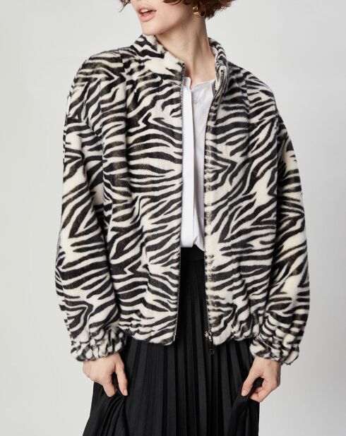 Blouson en Fausse Fourrure Comma zèbre blanc/noir