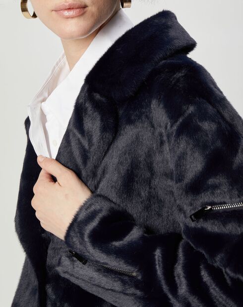 Manteau en Fausse Fourrure Eliza marine