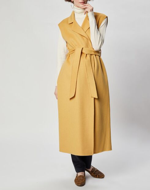 Gilet 100% Laine Louanne sans manches ocre