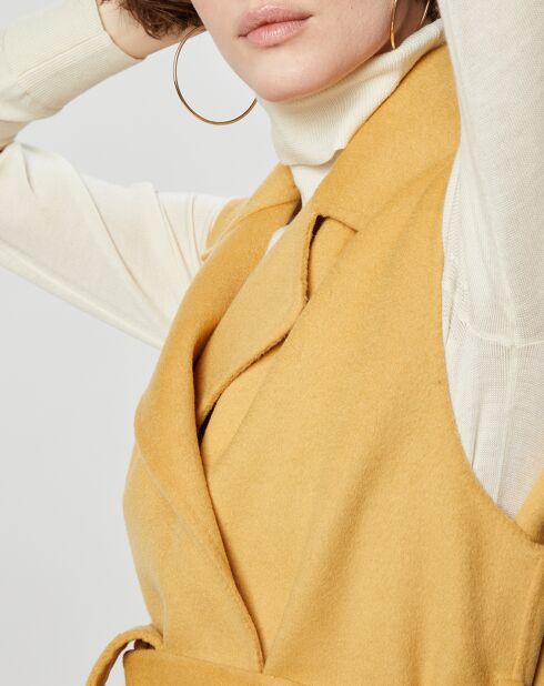 Gilet 100% Laine Louanne sans manches ocre