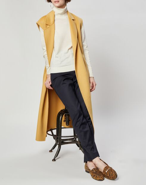 Gilet 100% Laine Louanne sans manches ocre
