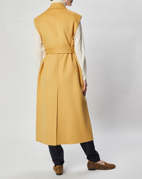 Gilet 100% Laine Louanne sans manches ocre