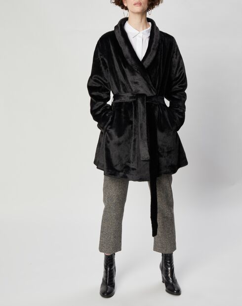Manteau en Fausse Fourrure Marika noir