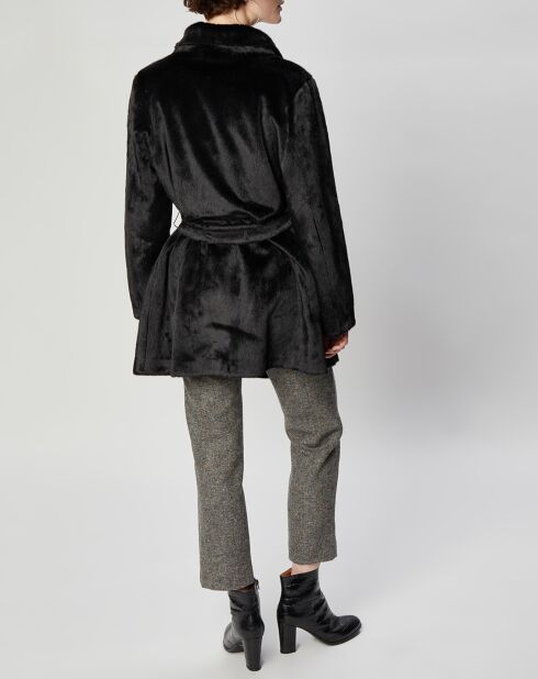 Manteau en Fausse Fourrure Marika noir