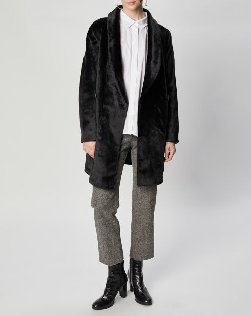 Manteau en Fausse Fourrure Marika noir