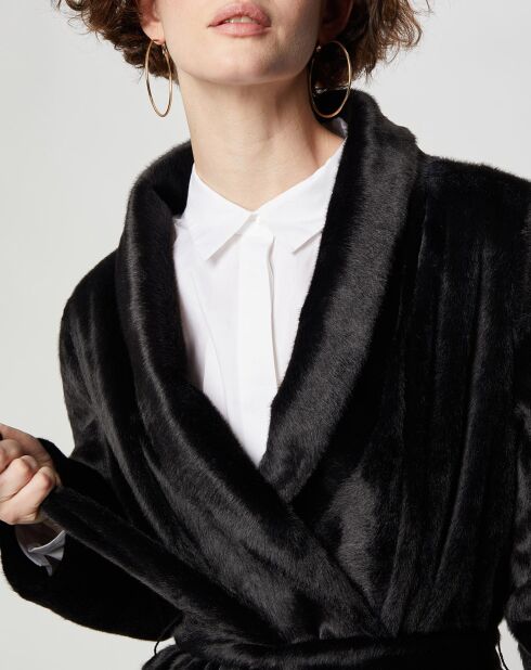 Manteau en Fausse Fourrure Marika noir