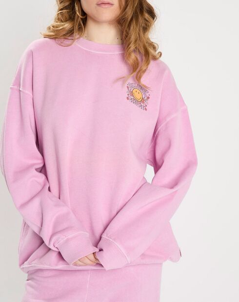 Ridin gewaschenes, rosafarbenes Oversize-Sweatshirt aus 100% Bio-Baumwolle