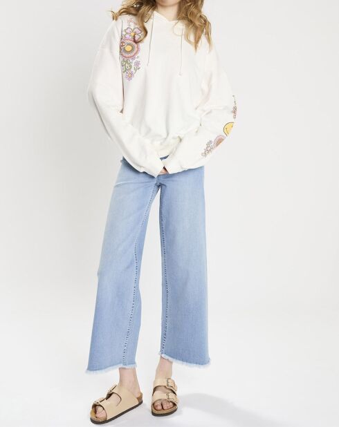 Oversized hoodie van 100% biologisch katoen met witte glimlachprint