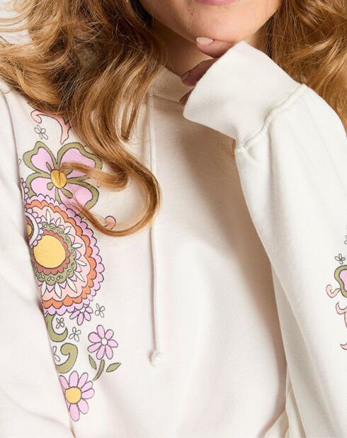 Oversized hoodie van 100% biologisch katoen met witte glimlachprint