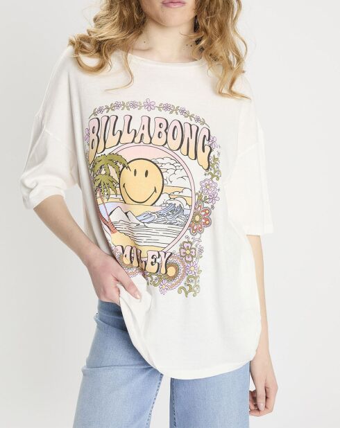 T-Shirt 100% Coton Bio Smiley blanc/multicolore