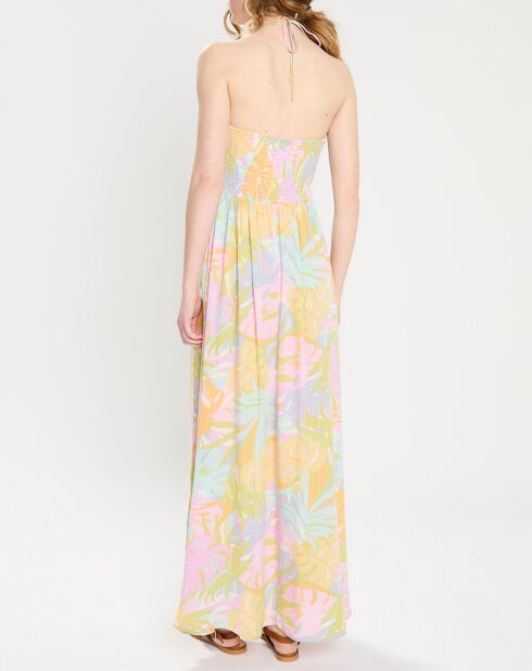 Robe longue sans manches tropical multicolore
