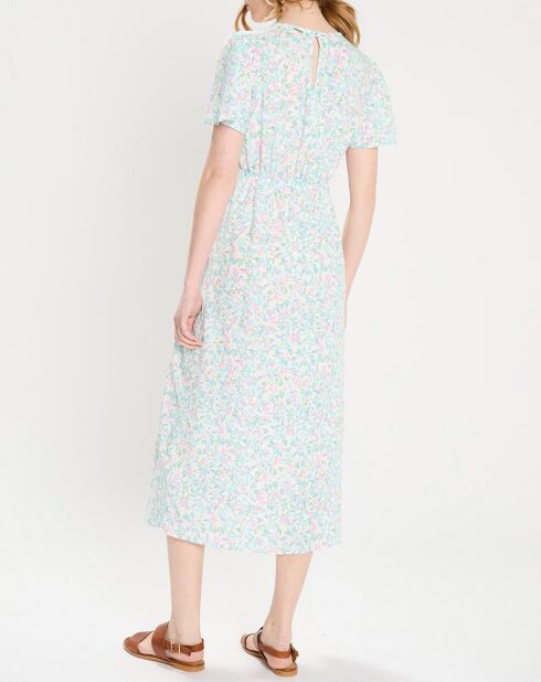 Maxi abito jet set floreale blu chiaro/rosa/bianco