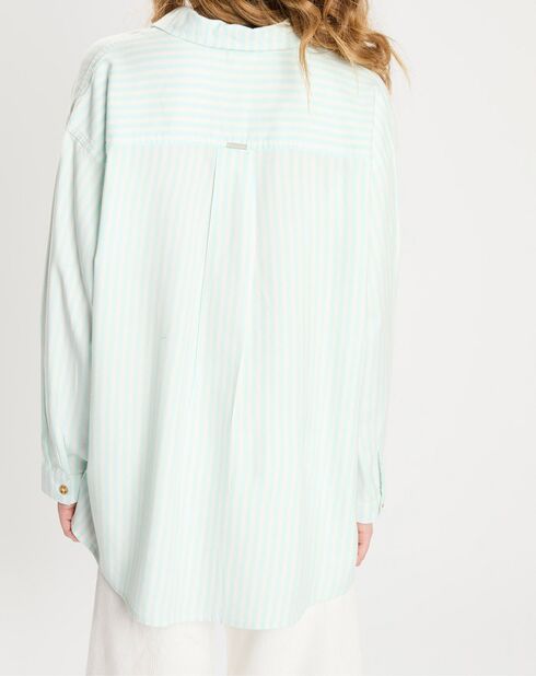 Himmelblau/weiß gestreiftes Langarmhemd