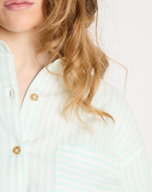 Himmelblau/weiß gestreiftes Langarmhemd