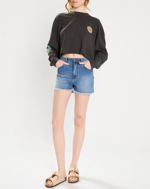T-Shirt cropped Boyfriend noir