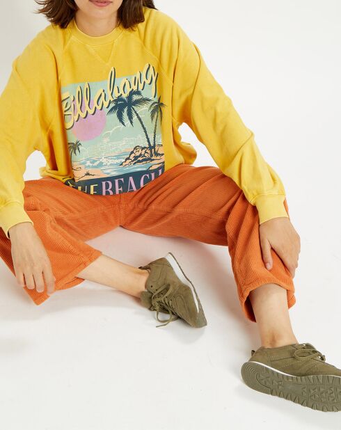 Sweat 100 % Coton Bio Oversize Billabong x The Salty Blonde Costal crew jaune