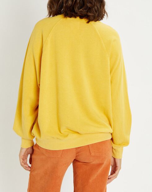 Sweat 100 % Coton Bio Oversize Billabong x The Salty Blonde Costal crew jaune