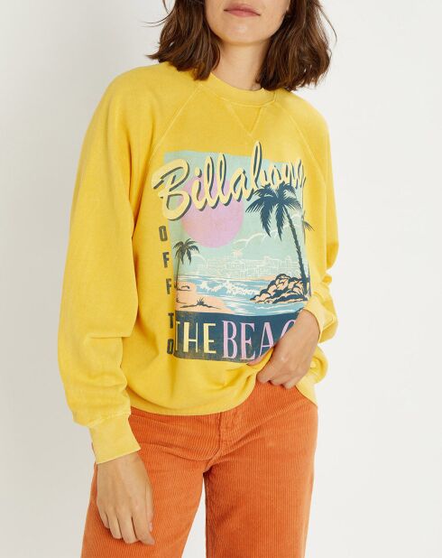 Sweat 100 % Coton Bio Oversize Billabong x The Salty Blonde Costal crew jaune