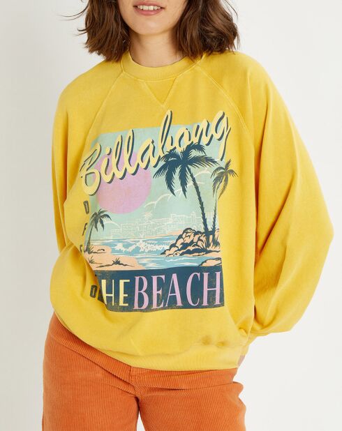 Sweat 100 % Coton Bio Oversize Billabong x The Salty Blonde Costal crew jaune